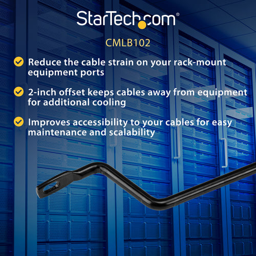 Horizontal Cable Lacing Bars StarTech 10 Pack Steel Black 2in Offset