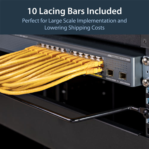 Cable Lacing Bars 10-Pack Steel Black 4-Inch Offset