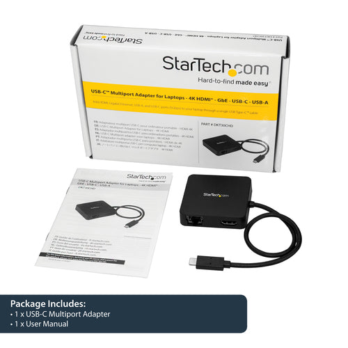 USB-C Multiport Adapter StarTech 4K HDMI Gigabit Ethernet USB Hub