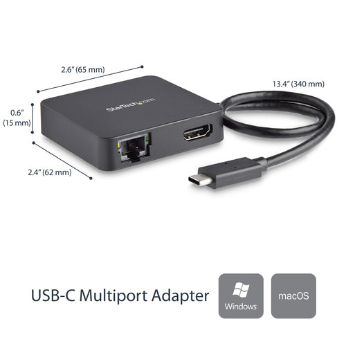 USB-C Multiport Adapter StarTech 4K HDMI Gigabit Ethernet USB Hub