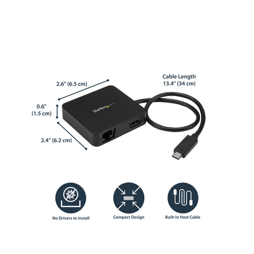 USB-C Multiport Adapter StarTech 4K HDMI Gigabit Ethernet USB Hub