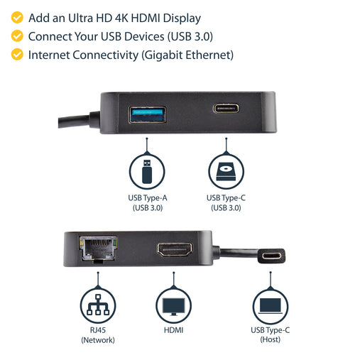 USB-C Multiport Adapter StarTech 4K HDMI Gigabit Ethernet USB Hub