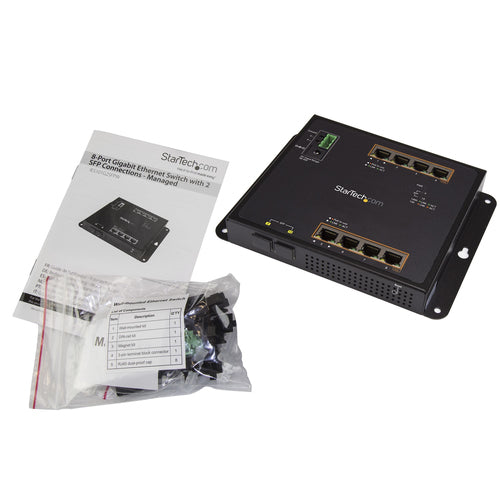 8 Port Gigabit PoE+ Managed Network Switch StarTech.com Industrial with 2 SFP Slots