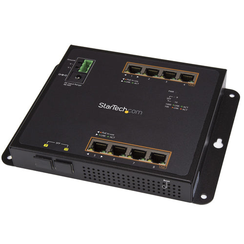8 Port Gigabit PoE+ Managed Network Switch StarTech.com Industrial with 2 SFP Slots