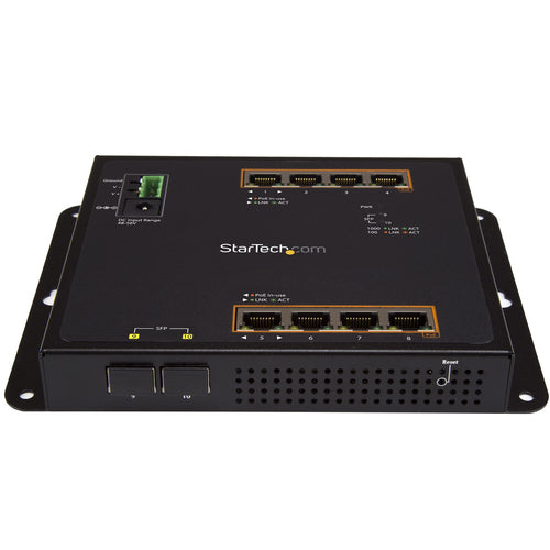 8 Port Gigabit PoE+ Managed Network Switch StarTech.com Industrial with 2 SFP Slots