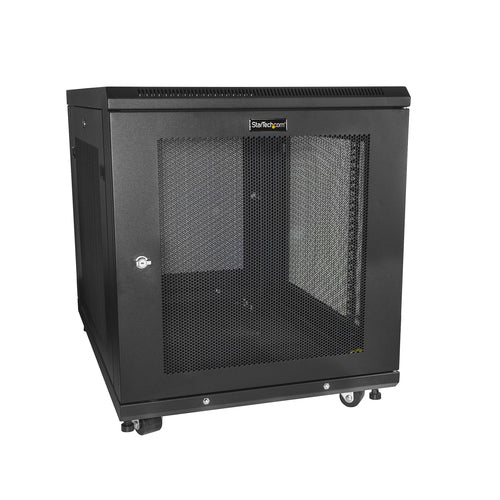 12U Server Rack Cabinet Lockable 4-Post Freestanding Casters