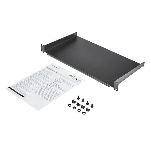 StarTech.com 1U Fixed Rack Mount Shelf - 10in Deep, 44lbs Capacity, Black