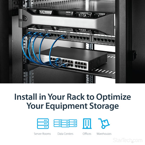 StarTech.com 1U Rack Shelf - Vented Steel Tray for 19" Network Equipment - 44lb Capacity