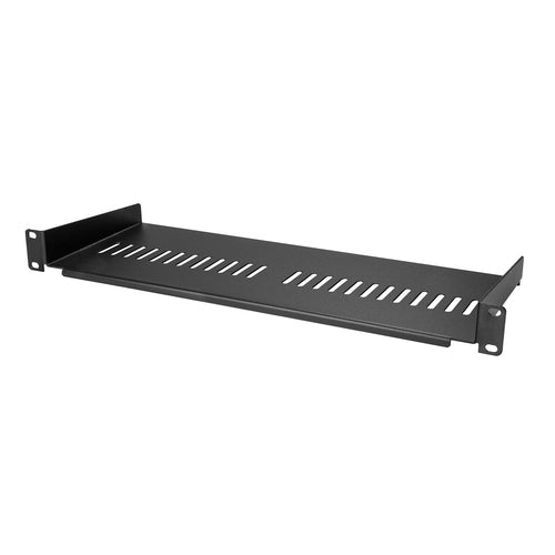 StarTech.com 1U Vented Rack Mount Shelf - 44lb Capacity, Heavy Duty Steel, Black
