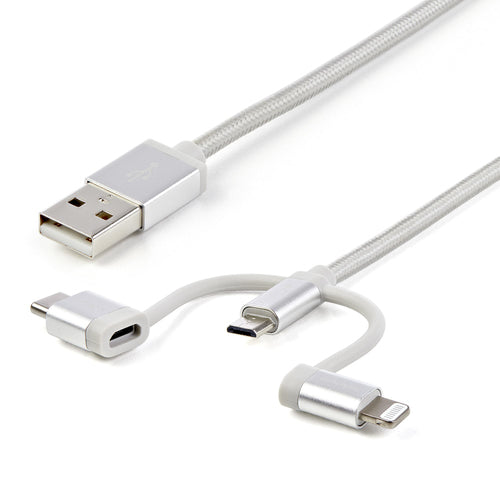 USB Cable StarTech.com LTCUB1MGR 1m Multi Charging 3-in-1 USB A Micro-USB B USB-C - LTCUB1MGR