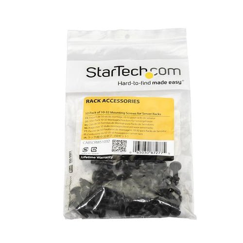 Server Rack Screws StarTech.com CABSCRWS1032 10-32 Pack of 50 Black Compatible