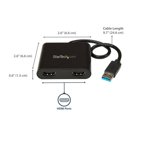 USB to Dual HDMI Adapter 3840x2160 3.0 for Windows - StarTech.com