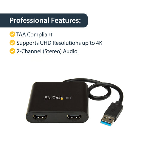 USB to Dual HDMI Adapter 3840x2160 3.0 for Windows - StarTech.com