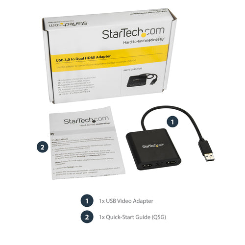 USB to Dual HDMI Adapter 3840x2160 3.0 for Windows - StarTech.com