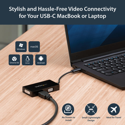 USB Graphics Adapter StarTech.com CDPVGDVHDBP 4K 30Hz USB-C DVI HDMI VGA - CDPVGDVHDBP