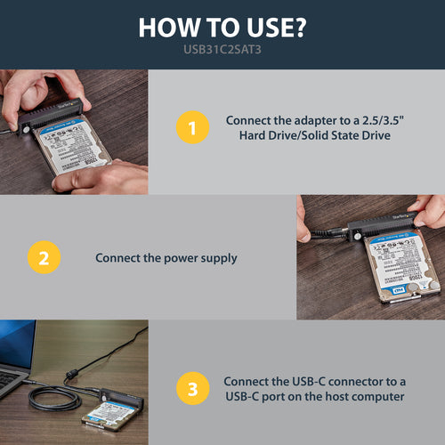 USB Adapter Cable StarTech USB31C2SAT3 10Gbps USB-C SATA Drive