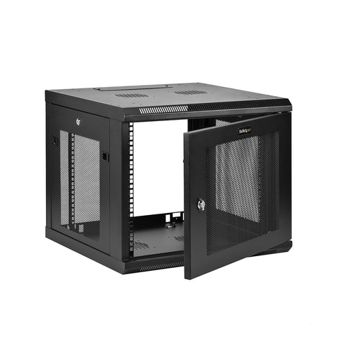 9U Wall Mount Network Cabinet Rack 4-Post with 1U Shelf Black