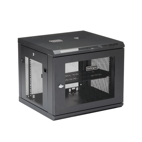 9U Wall Mount Network Cabinet Rack 4-Post with 1U Shelf Black