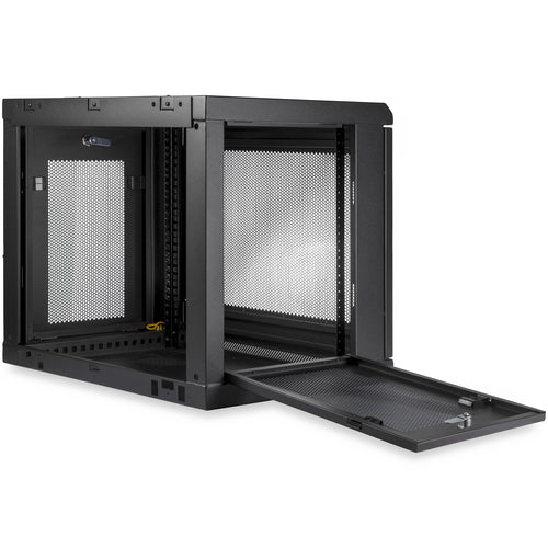 9U Wall-Mounted Network Cabinet 2-Post Rack StarTech.com 90kg Load Key Lock Cable Management