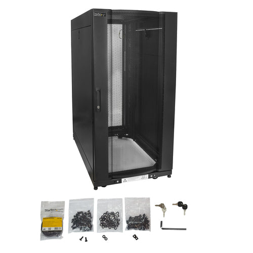 Server Rack Cabinet StarTech 25U 4-Post Lockable Adjustable Caster Wheels 1500kg
