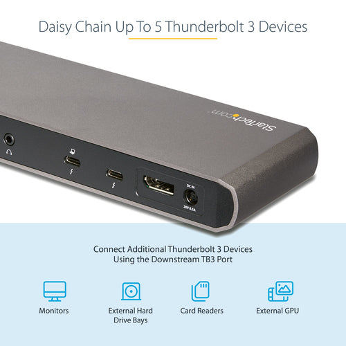 Thunderbolt 3 Dock Dual Monitor 4K 60Hz 85W PD 3x USB Gigabit Ethernet