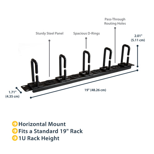 Cable Management Panel StarTech.com CABLMANAGERH 1U D-Ring Hooks EIA/ECA-310-E