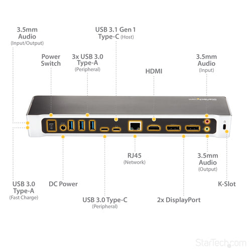 StarTech.com DK30CH2DPPD laptop dock/port replicator