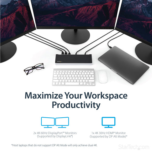 StarTech.com DK30CH2DPPD laptop dock/port replicator