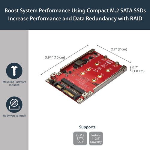 StarTech.com Dual-Slot M.2 to SATA Adapter - RAID, 6 Gbit/s