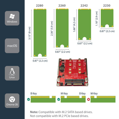 StarTech.com Dual-Slot M.2 to SATA Adapter - RAID, 6 Gbit/s