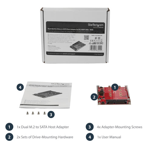 StarTech.com Dual-Slot M.2 to SATA Adapter - RAID, 6 Gbit/s