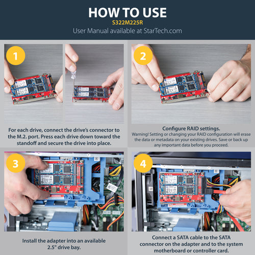 StarTech.com Dual-Slot M.2 to SATA Adapter - RAID, 6 Gbit/s
