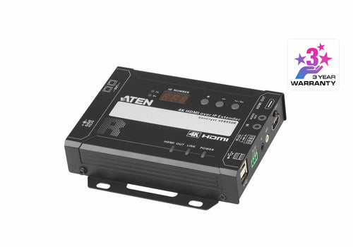 AV Extender 4096x2160 100m Wired Receiver HDCP Black