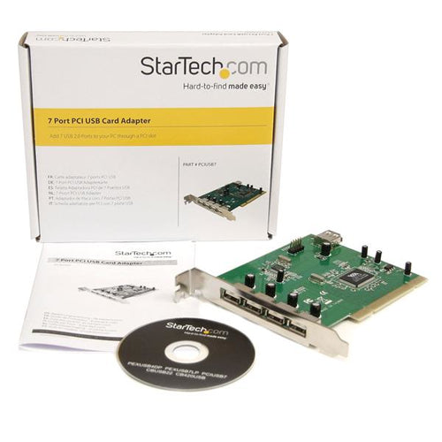 PCI USB Card Adapter StarTech.com PCIUSB7 7 Ports USB 2.0 Green