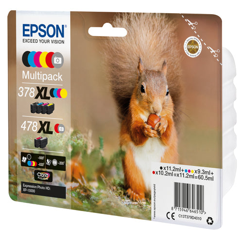 Ink Cartridge Epson Squirrel 478XL High Yield Claria Photo HD 6-Color Multipack - C13T379D4010