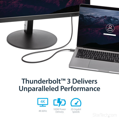 Thunderbolt Cable StarTech.com TBLT3MM1M 20Gbps 100W PD 4K Male-Male 1m - TBLT3MM1M