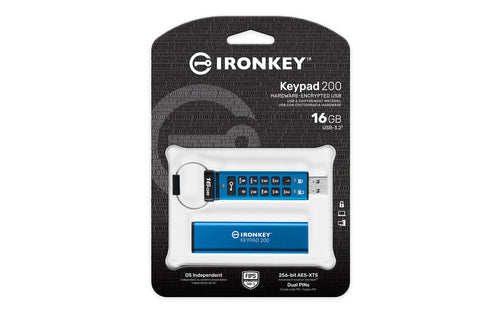 IronKey Keypad 200 USB Flash Drive 16GB FIPS 140-3 AES-256 Encryption