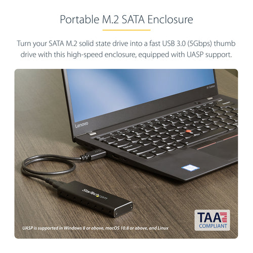 M.2 SSD Enclosure StarTech.com SM2NGFFMBU33 USB 3.0 5Gbps UASP Black - SM2NGFFMBU33