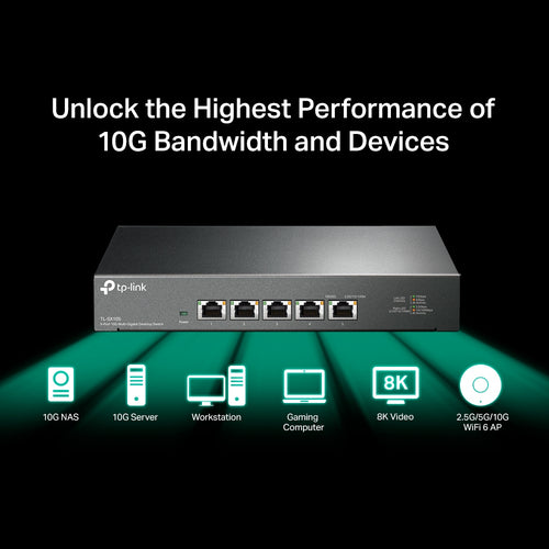 Network Switch TP-Link TL-SX105 5-Port 10G Unmanaged Desktop - TL-SX105