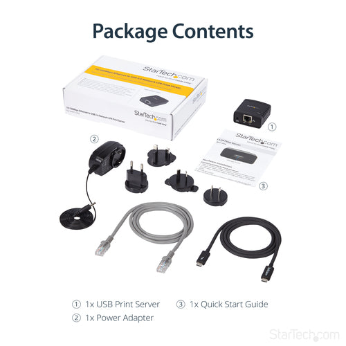 Print Server StarTech.com PM1115U2 10/100Mbps Ethernet USB 2.0 - PM1115U2