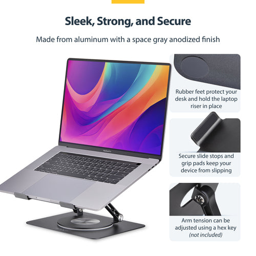 Laptop Stand StarTech.com ATFR-LAPTOP-RISER 360° Swivel Ergonomic Adjustable Tray Aluminum - ATFR-LAPTOP-RISER
