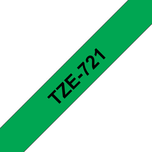 Label-Making Tape Brother TZE-721 9mm Black on Green Thermal Transfer - TZE721