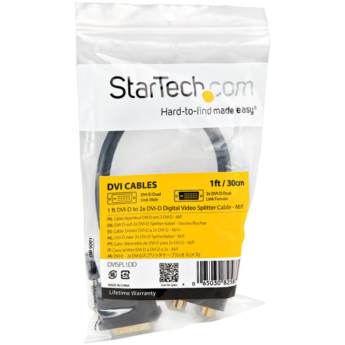DVI Splitter Cable StarTech DVISPL1DD 30cm 1 Male to 2 Female DVI-D
