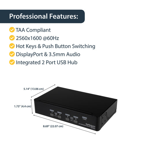KVM Switch StarTech.com SV431DPUA 4-Port USB DisplayPort 3840x2400 - SV431DPUA