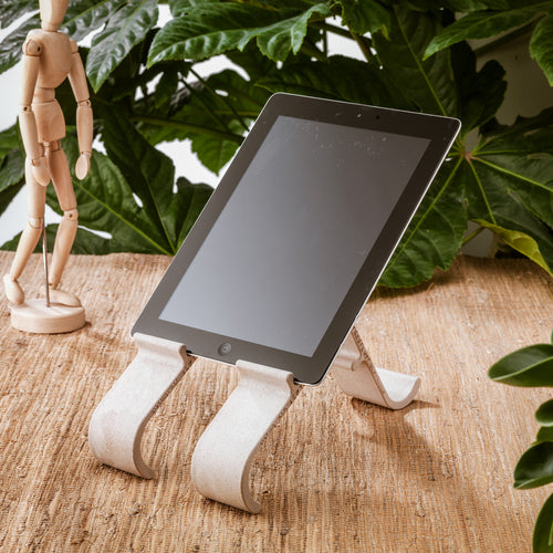 R-Go Tools RGOTPW Ergonomic Laptop Stand - Adjustable Biobased Wood - White, 10" to 22"