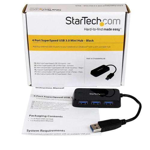 USB Hub StarTech.com ST4300MINU3B 4-Port SuperSpeed Mini USB 3.0