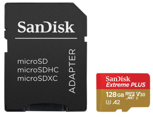 MicroSD Card SanDisk Extreme PLUS 128GB Class 10 200MB/s U3 - SDSQXBD-128G-GN6MA