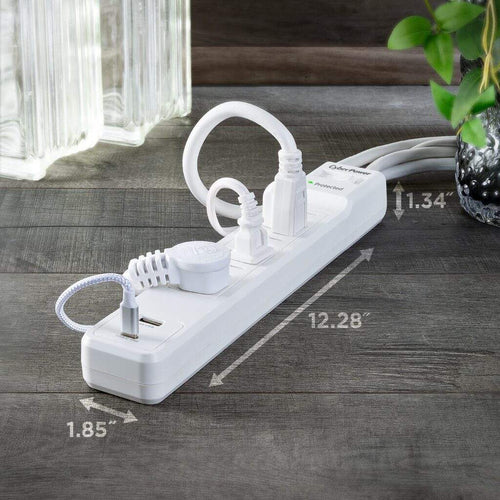 Surge Protector CyberPower CSP604UCW 6 AC Outlets 2 USB 1500 Joules