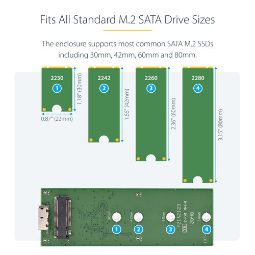 M.2 SSD Enclosure StarTech.com SM2NGFFMBU33 USB 3.0 5Gbps UASP Black - SM2NGFFMBU33