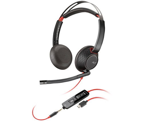 Wired Headset HP Poly Blackwire C5220 USB-C Inline Cable Office Call Center